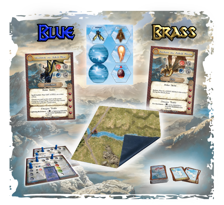 DragonStrike Blue&Brass + expansion mat (no miniatures, tokens only )
